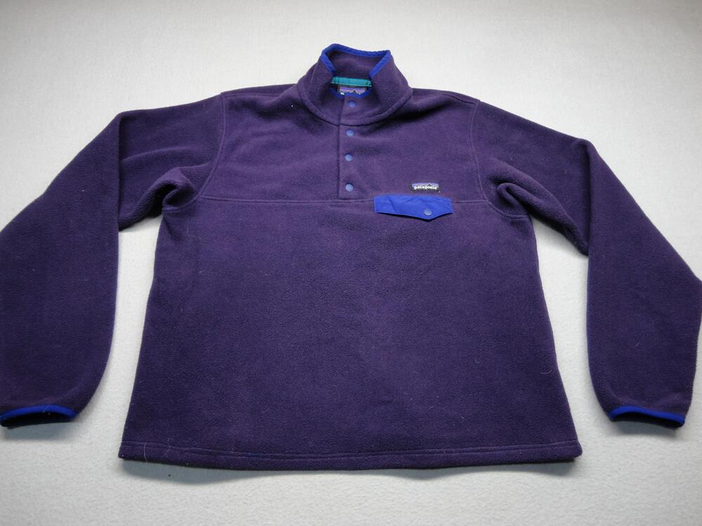 90s Retro Patagonia Sweater Womens Large Purple Synchilla Snap-T Fleece Pullover